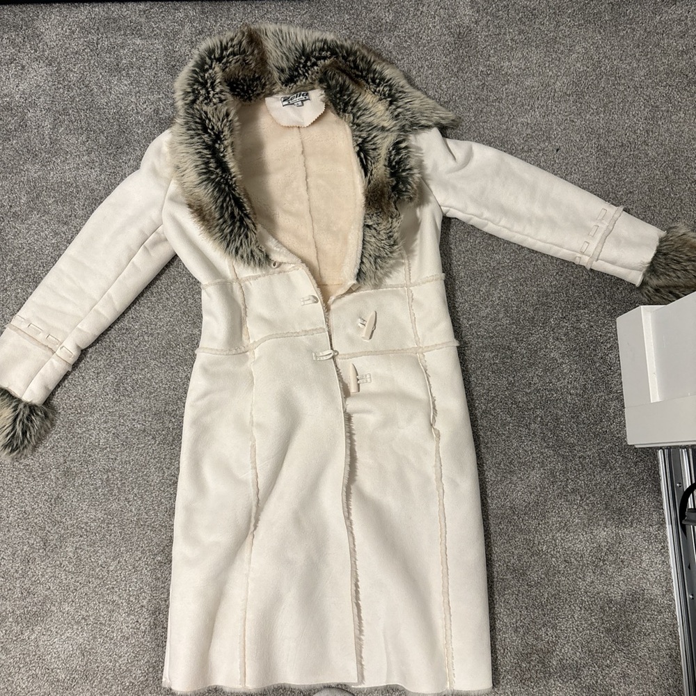 Zella Cream Teddy Jacket with Fur Trim
